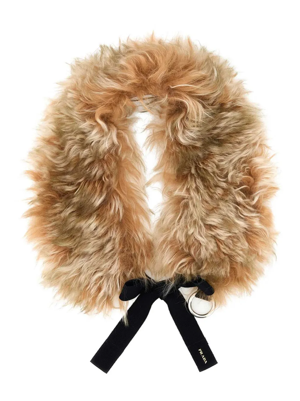 Prada shearling ribbon scarf Zwart