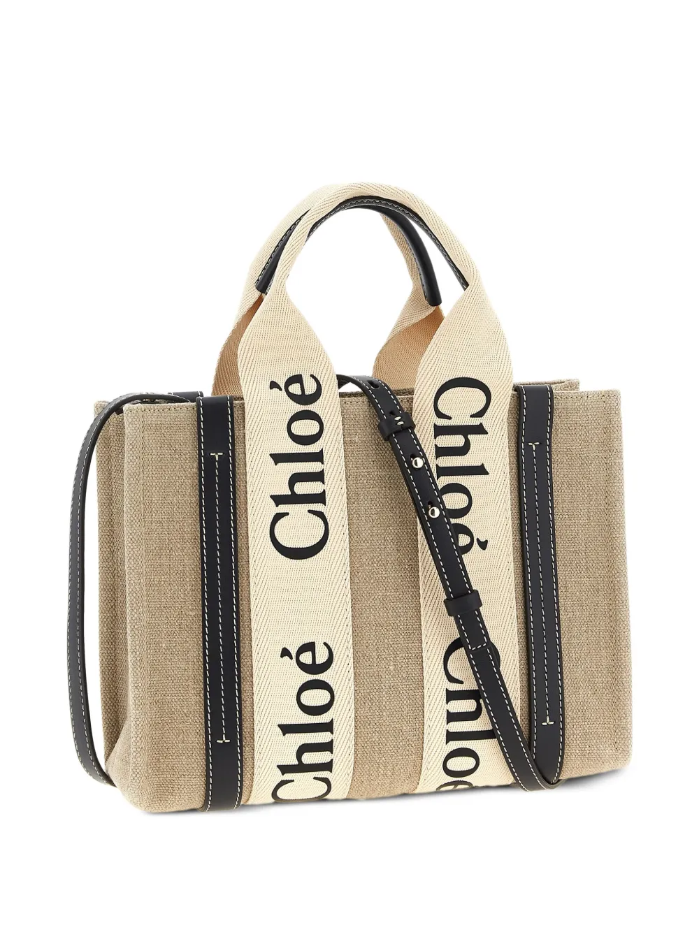 Chloé Woody shopper met logodetail - Beige