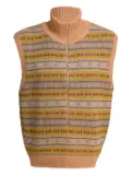 KAPITAL high-neck half-zip knitted vest - Green