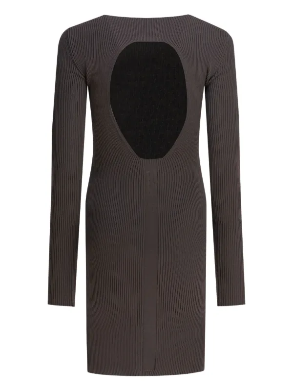 dark grey ribbed dress Rick Owens Ribbed open-back Midi Dress | Grey