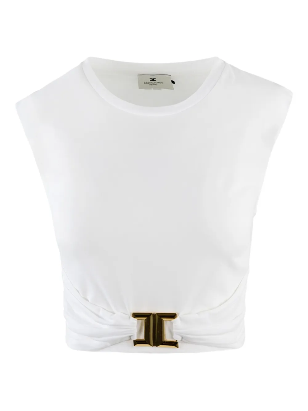 Elisabetta Franchi logo-plaque cropped top Wit