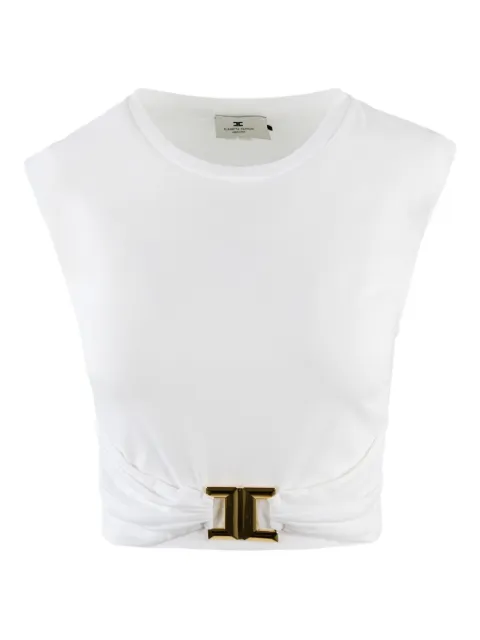 Elisabetta Franchi logo-plaque cropped top