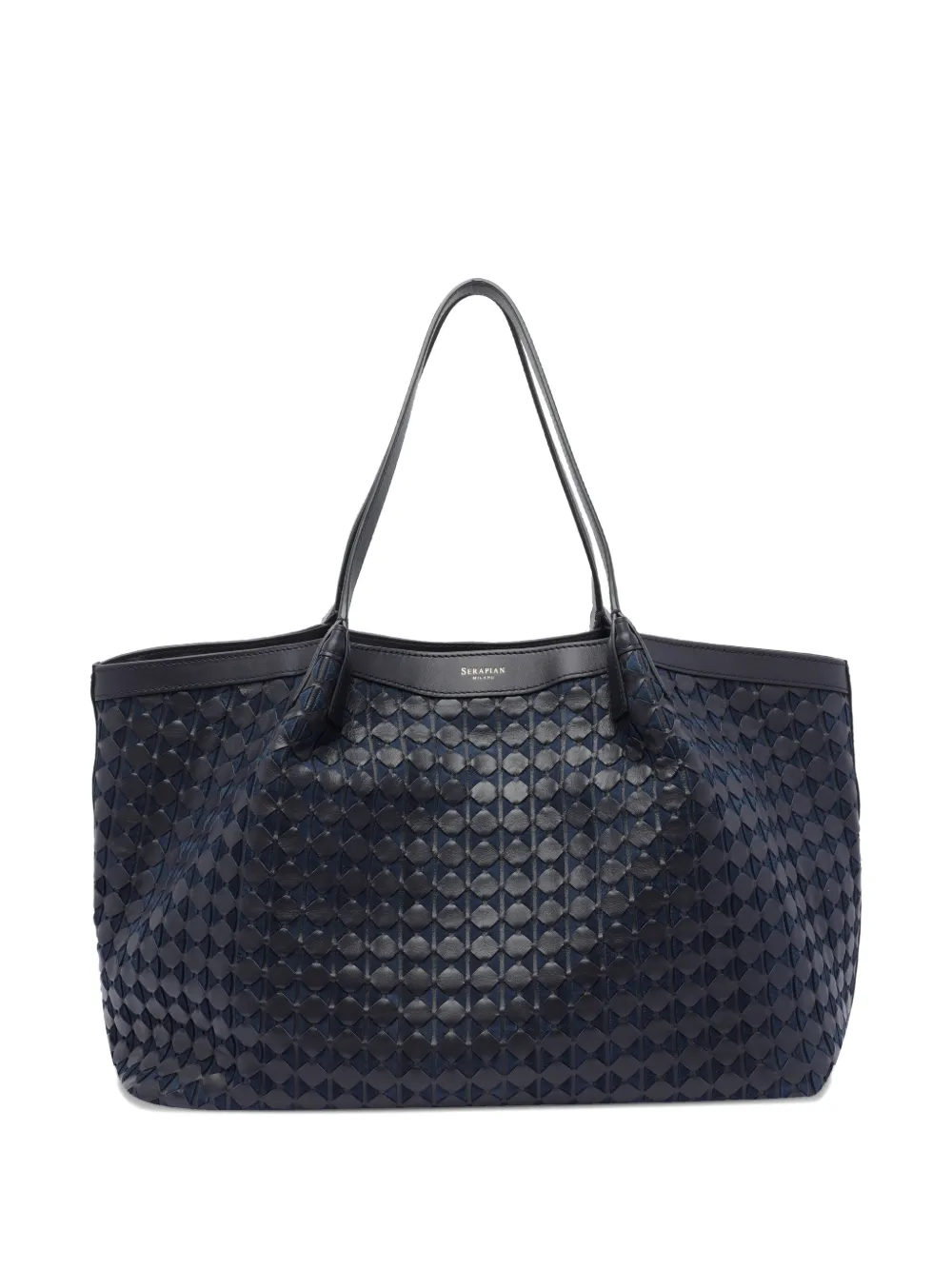 Serapian Secret Large Leather Tote Bag In Blue
