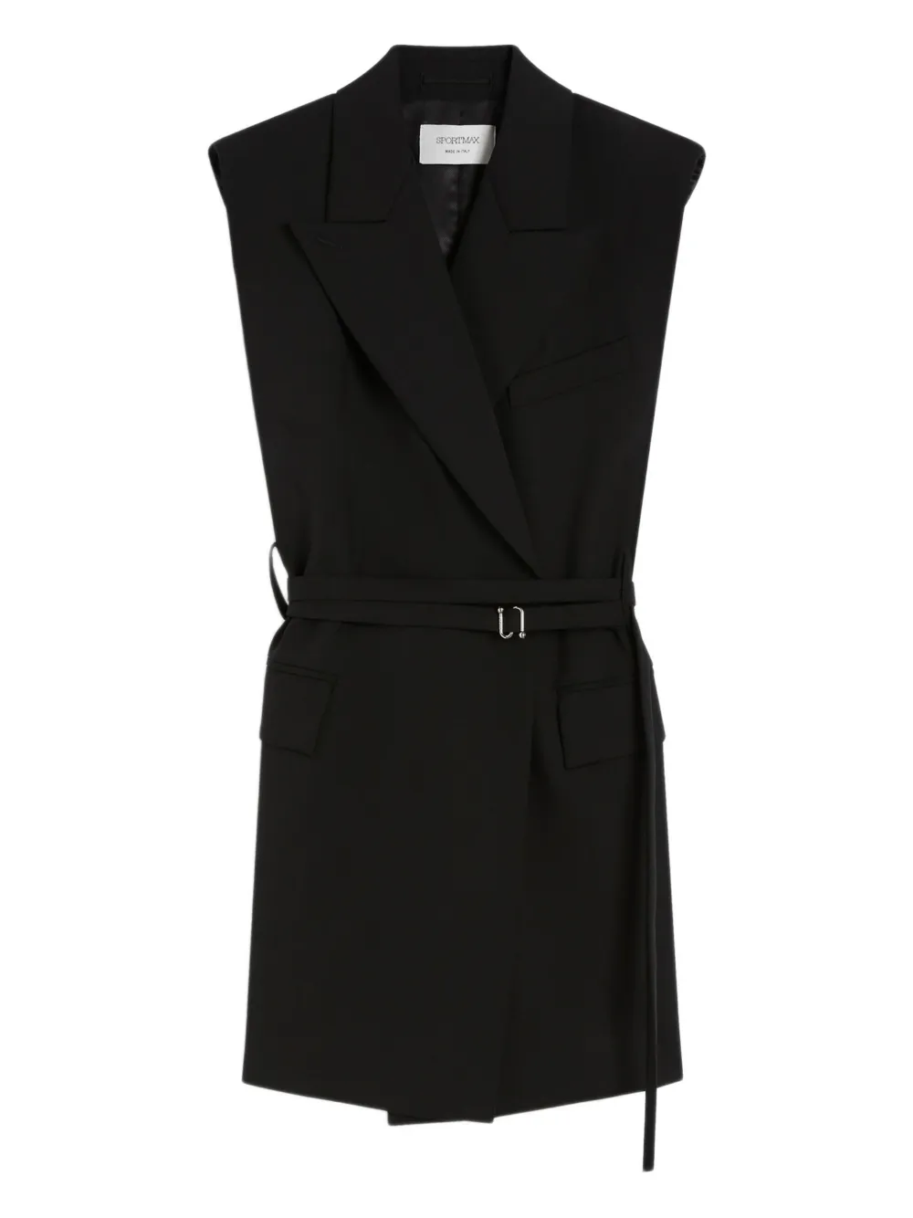 peak-collar belted waistcoat