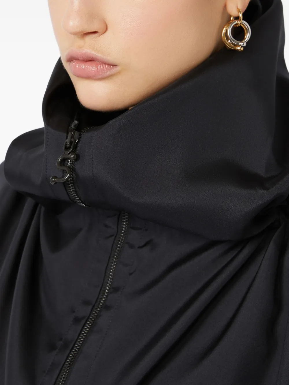 Sportmax Zijden donsjack met capuchon Zwart