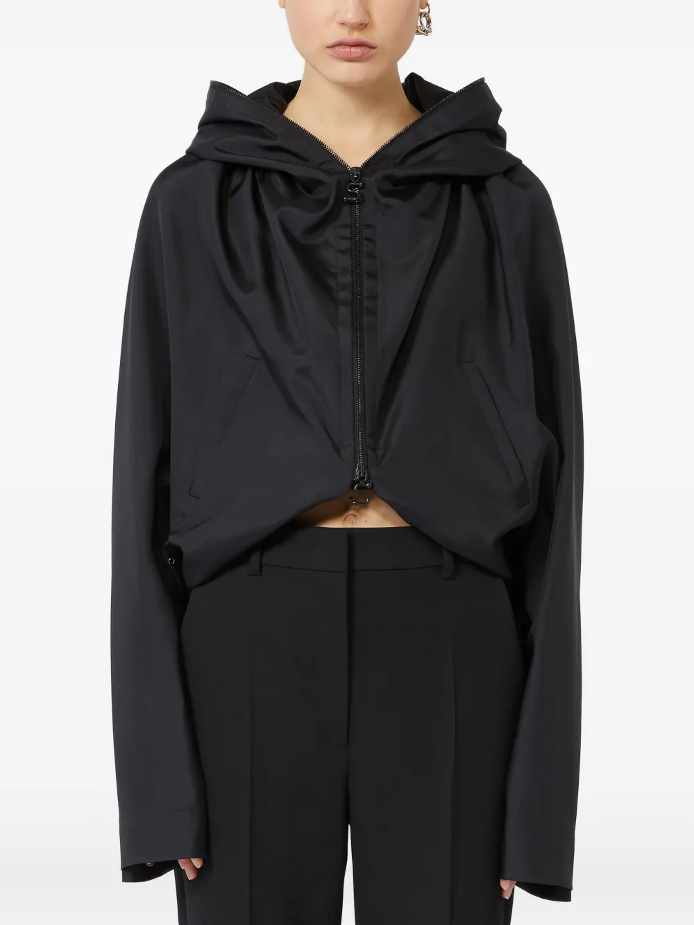 Sportmax Zijden donsjack met capuchon Zwart