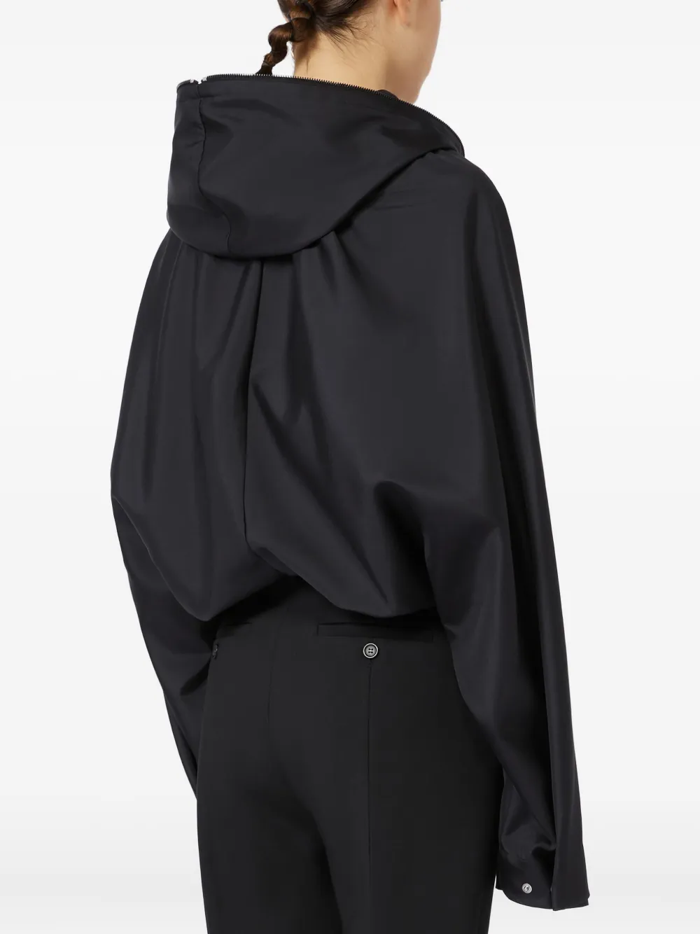 Sportmax Zijden donsjack met capuchon Zwart