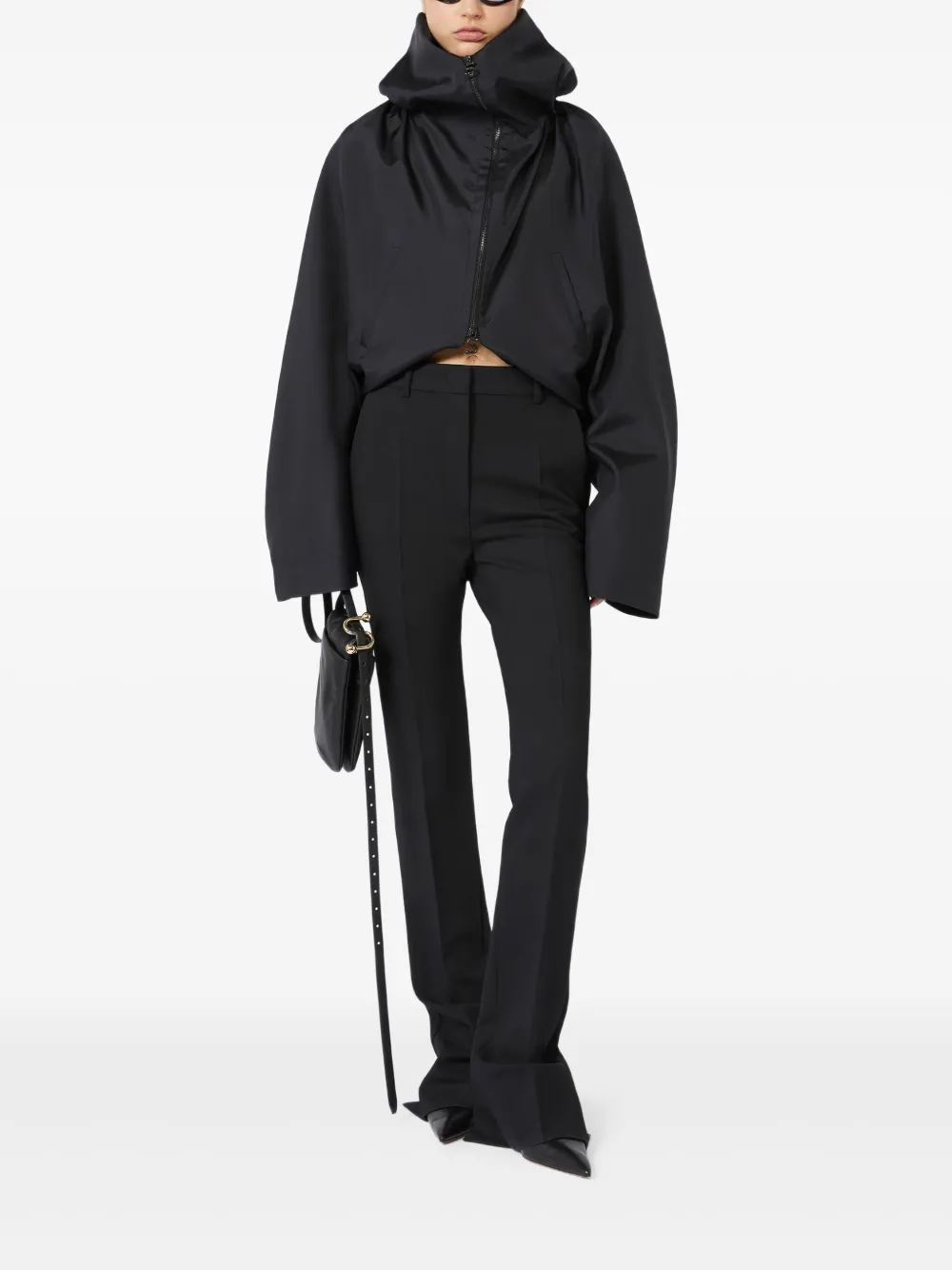 Sportmax Zijden donsjack met capuchon Zwart