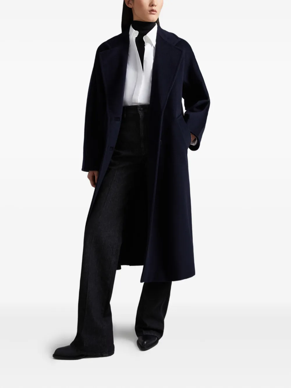 Max Mara Mantel met dubbele rij knopen Blauw