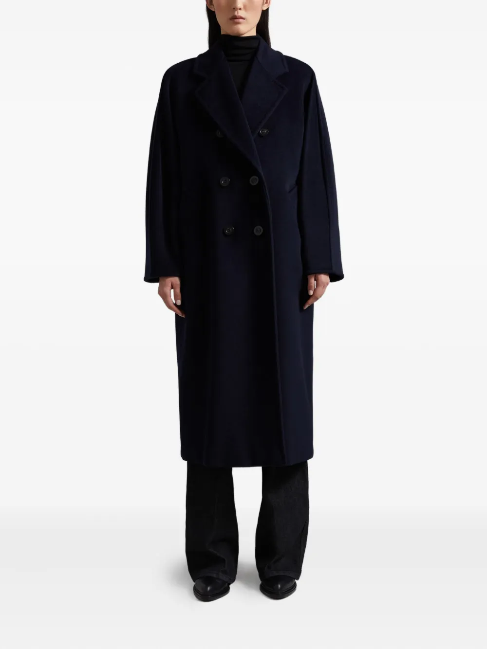 Max Mara Mantel met dubbele rij knopen Blauw