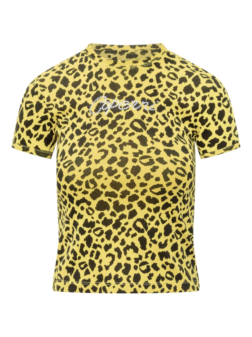Coperni crystal-embellished leopard-print T-shirt Geel