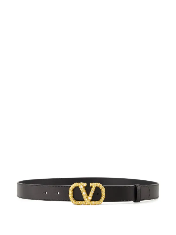 VALENTINO Vロゴ レザーベルト 黒 80 Valentino Garavani Vロゴ レザーベルト | ブラック | FARFETCH JP