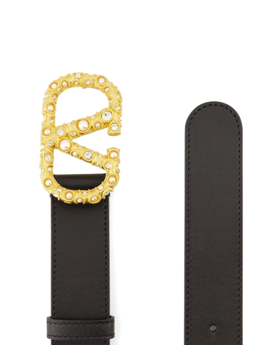 Valentino Garavani VLogo leather belt Zwart