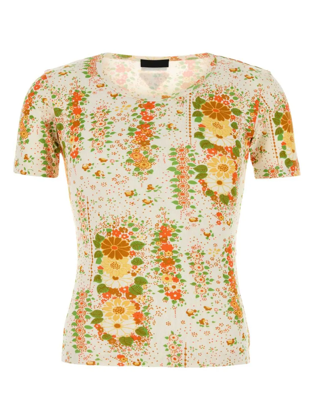 Prada Katoenen T-shirt met bloemenprint Geel