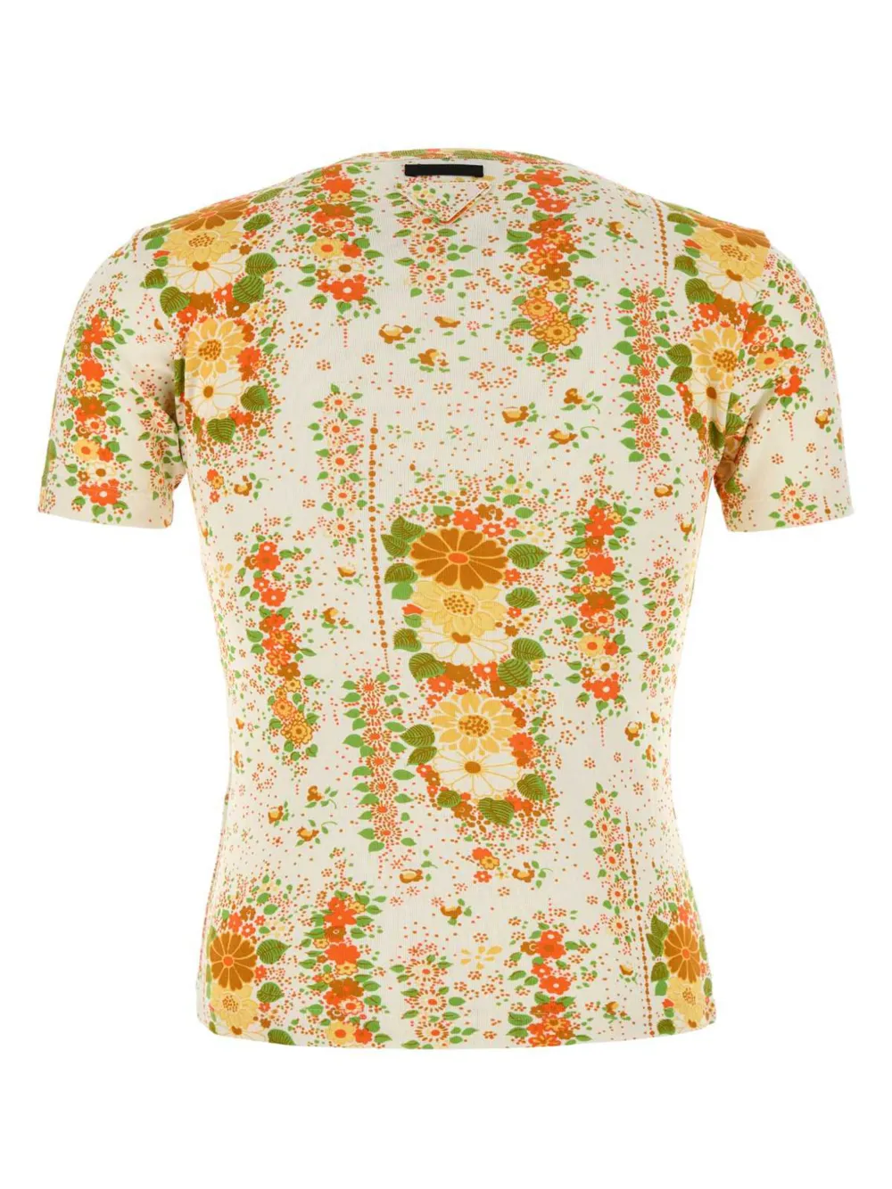 Prada Katoenen T-shirt met bloemenprint Geel