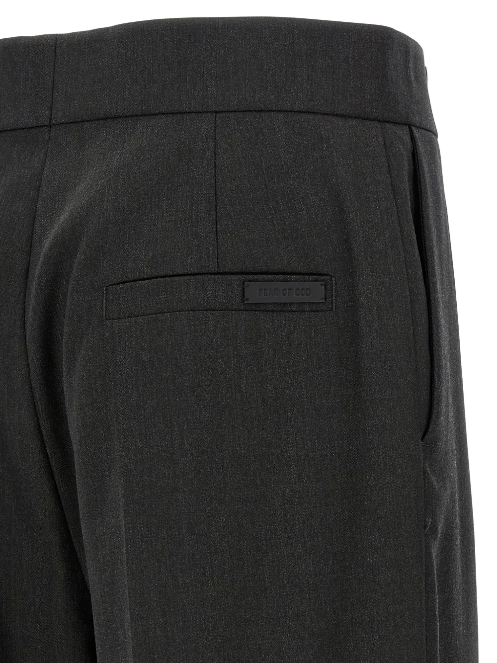 Fear Of God Herringbone Patterned Wool Pants With Relaxed Fit In Black