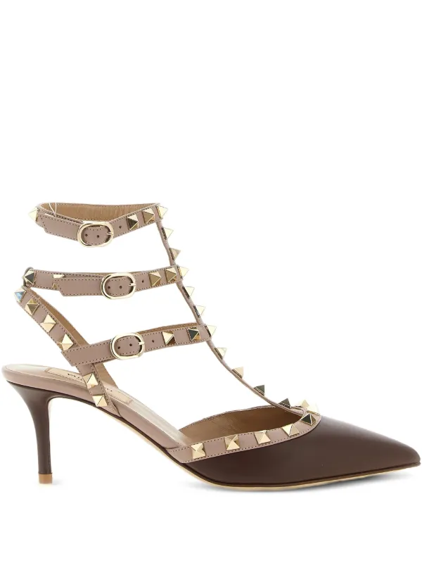Valentino Garavani Rockstud Leather Pumps in Brown