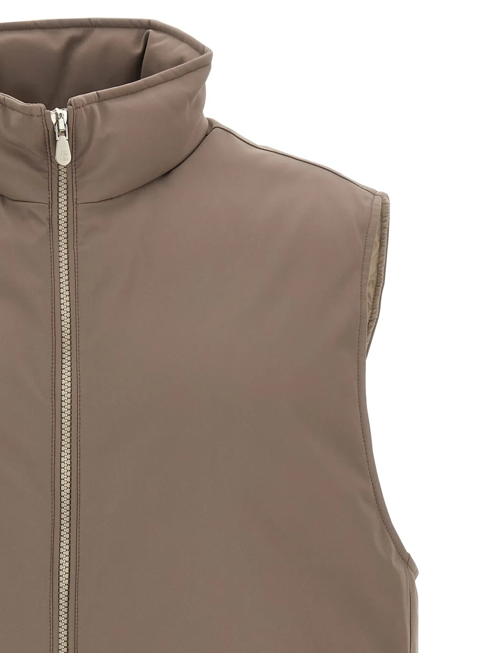 Brunello Cucinelli Gewatteerde bodywarmer met hoge hals Beige