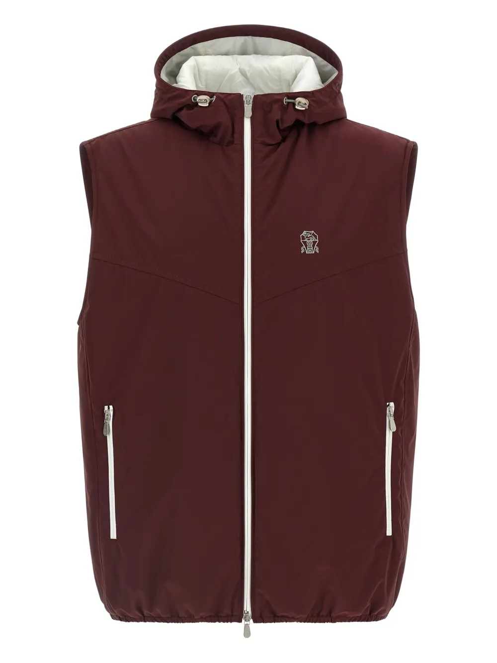 Brunello Cucinelli Hooded Padded Waistcoat In Red