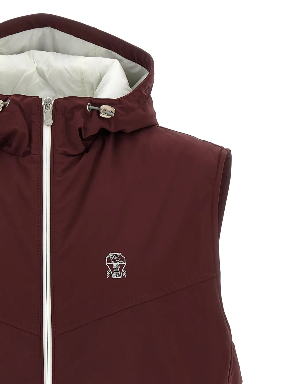 Brunello Cucinelli Bodywarmer met capuchon Rood