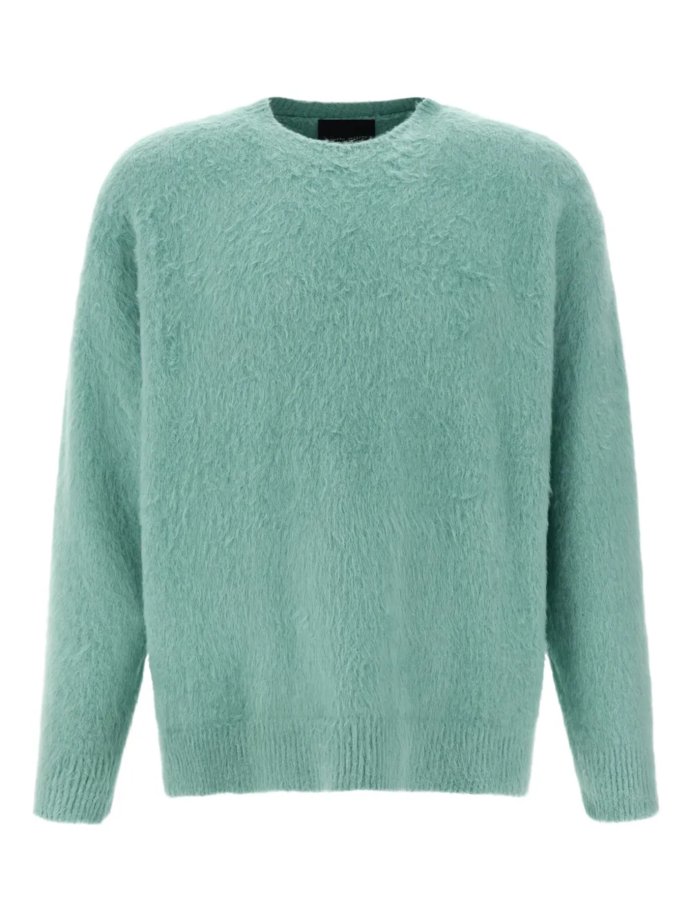 shearling-effect crew-neck sweater