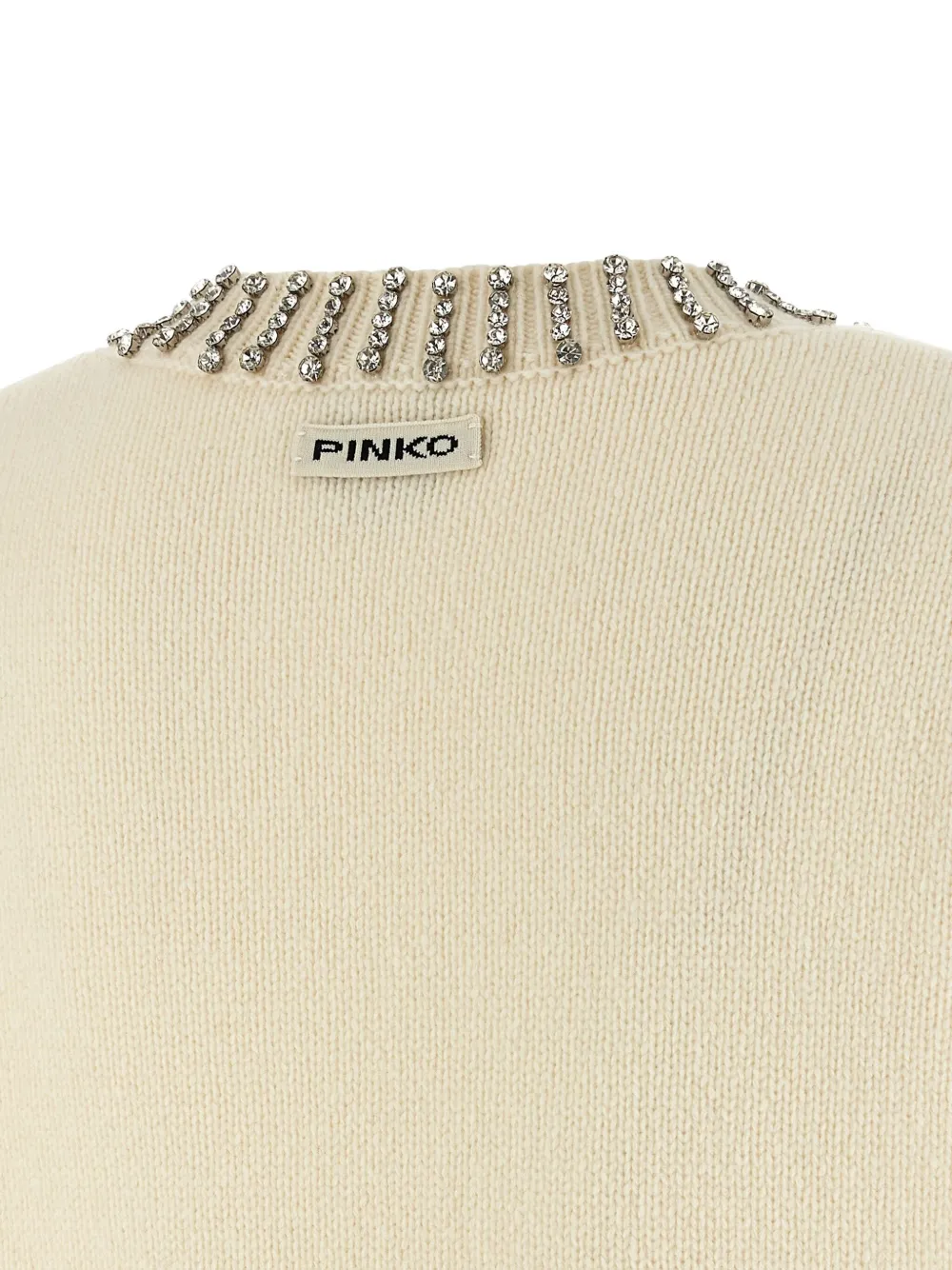 PINKO crystal-embellished V-neck vest Beige