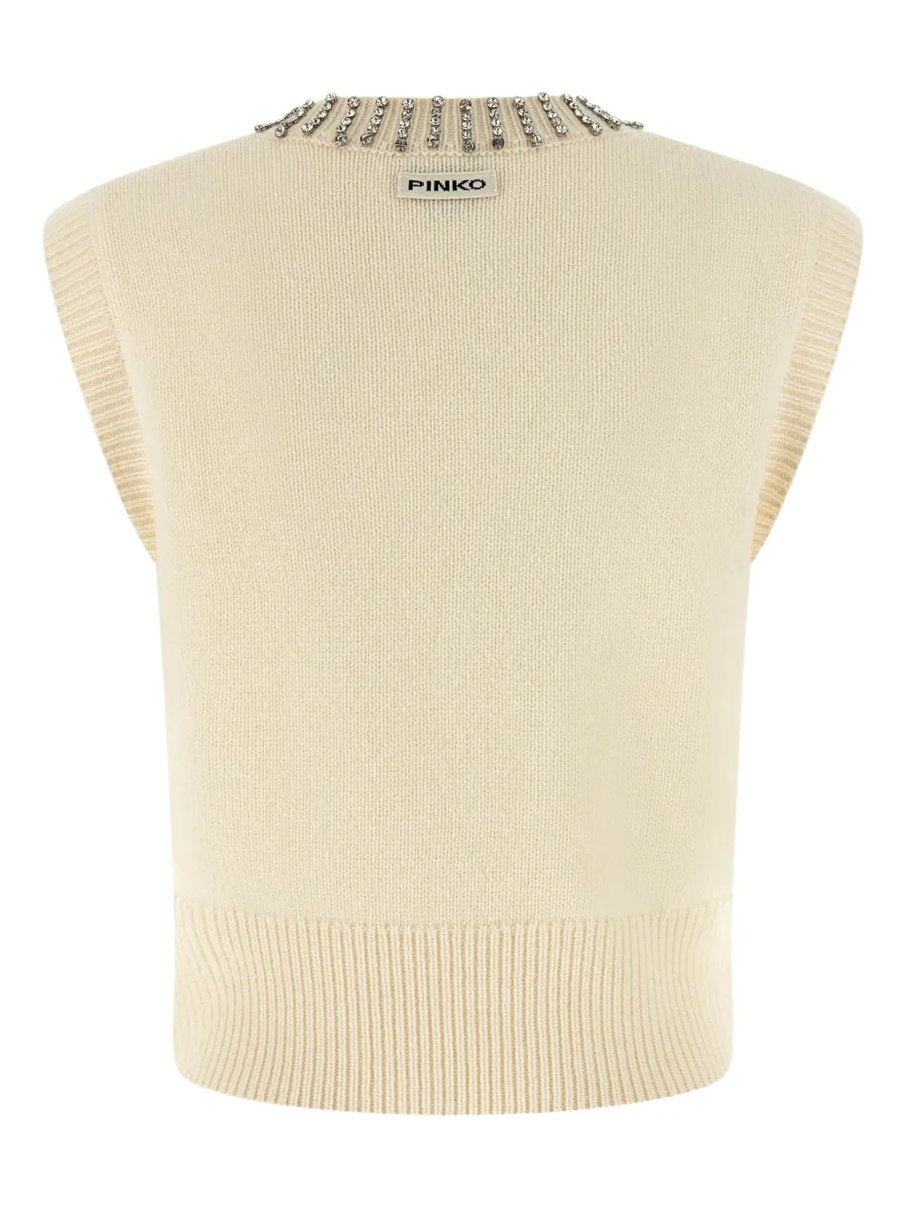 PINKO crystal-embellished V-neck vest Beige