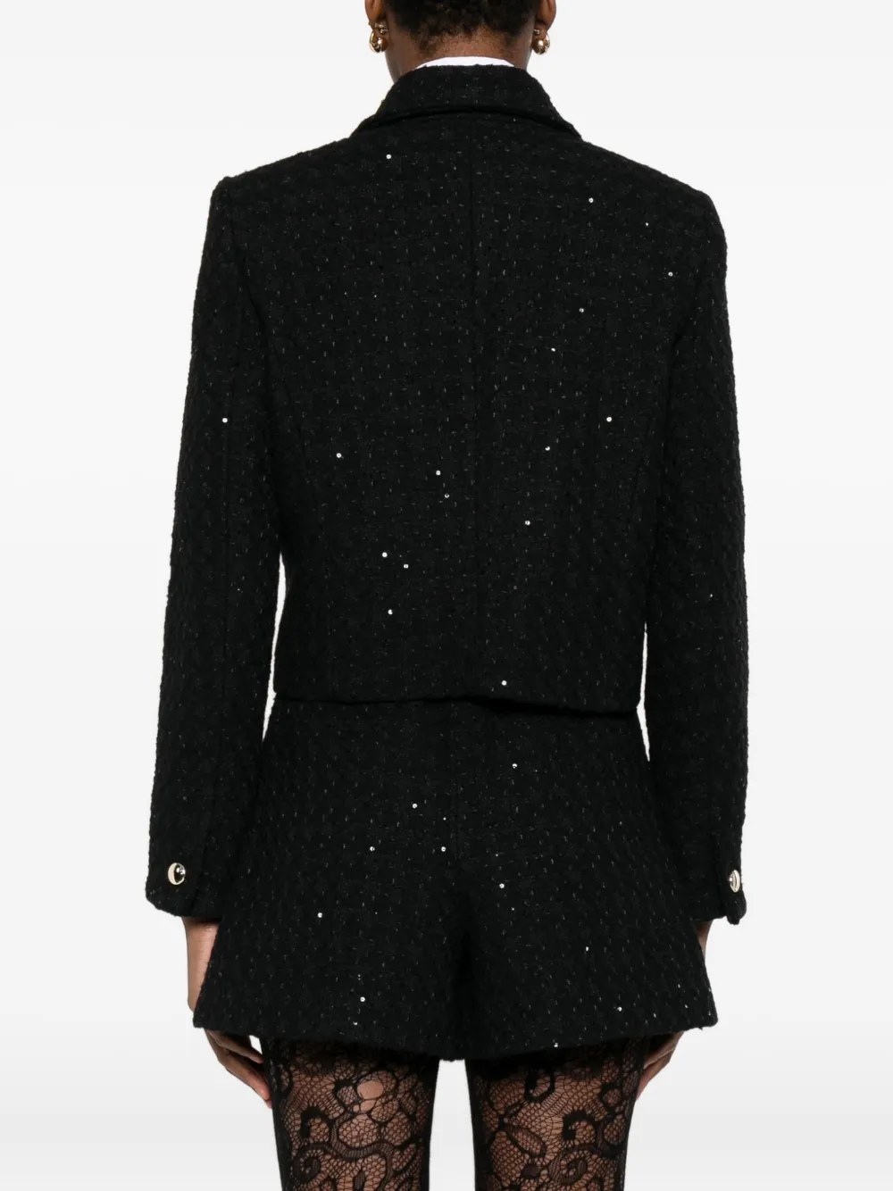 Maje Tweed blazer verfraaid met pailletten Zwart