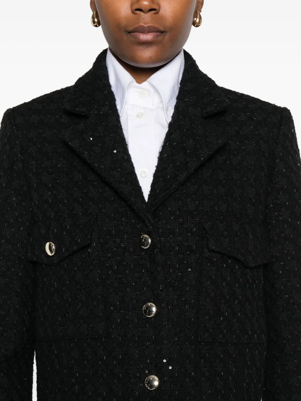 Maje Tweed blazer verfraaid met pailletten Zwart