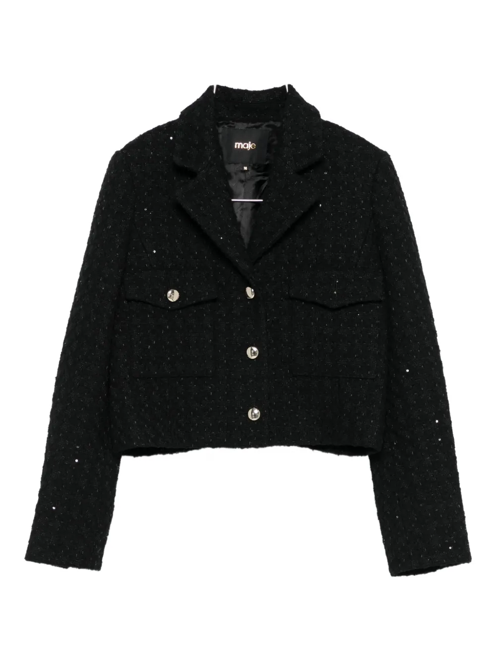 Maje sequin-embellished tweed blazer - Nero