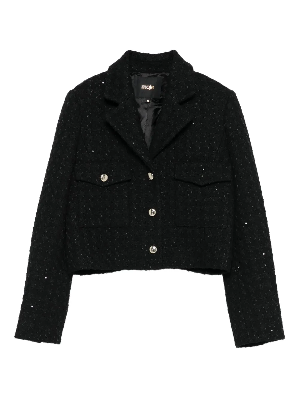 Maje sequin-embellished tweed blazer | Black | Image 1