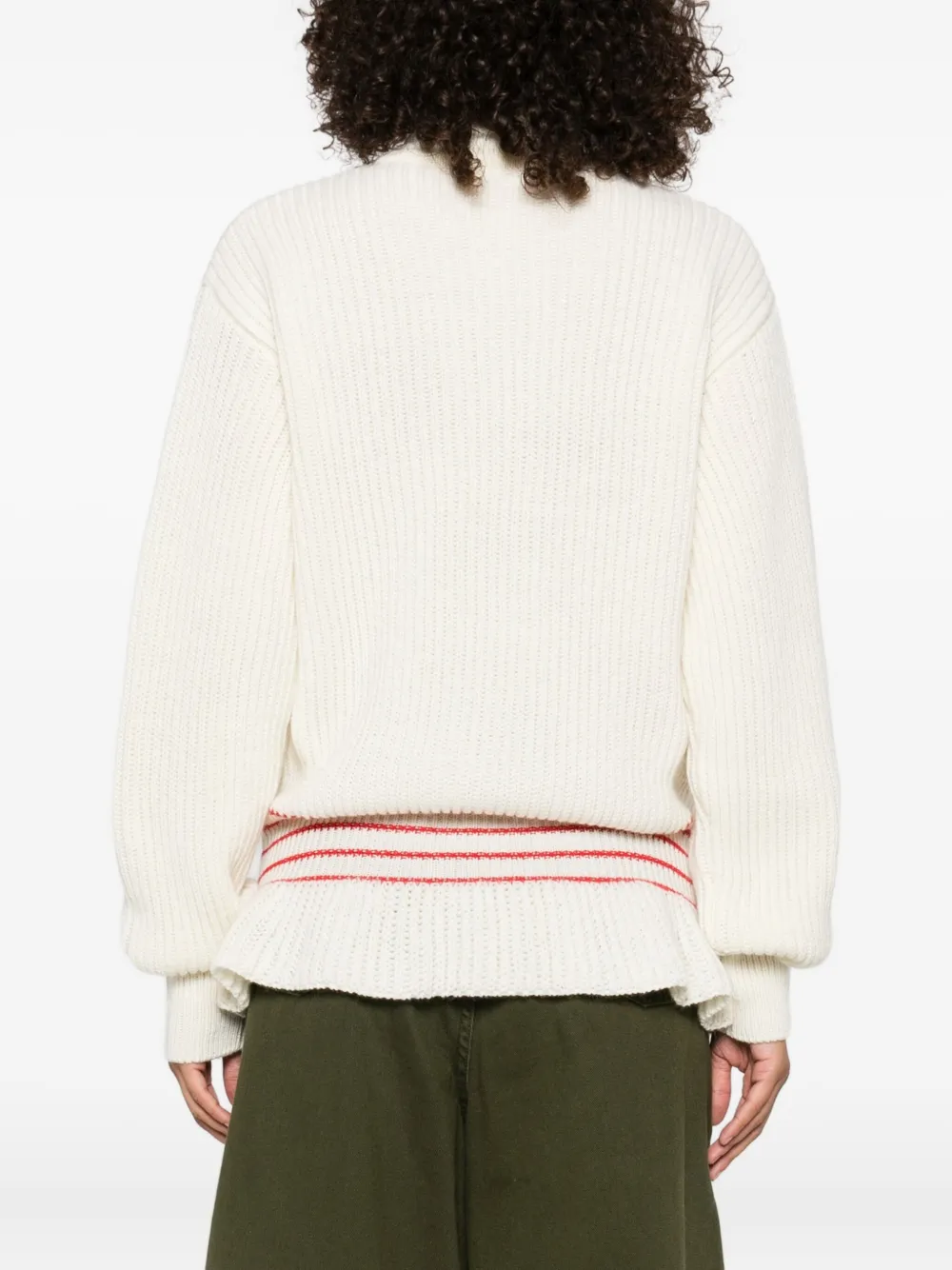 Chloé Geribbelde coltrui met gestreept detail Beige