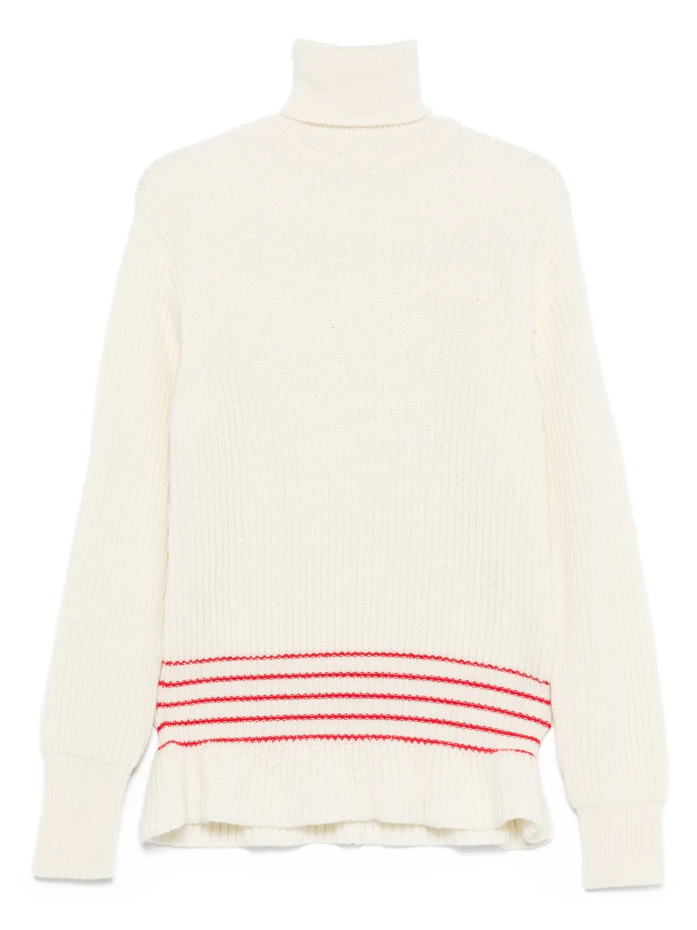 Chloé Geribbelde coltrui met gestreept detail Beige
