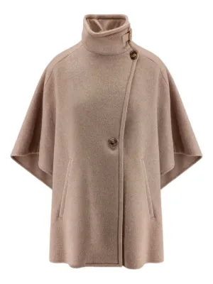 ポンチョ・ケープ Max Mara Derrik' Beige Cashmere Cape Lightweight cashmere broadcloth cape, beige | 
