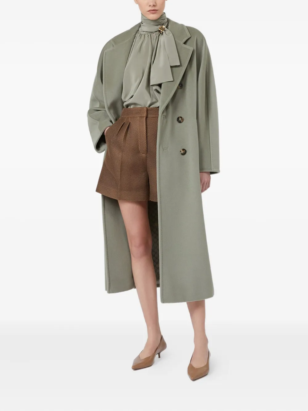 Max Mara Donsjas met dubbele rij knopen Groen