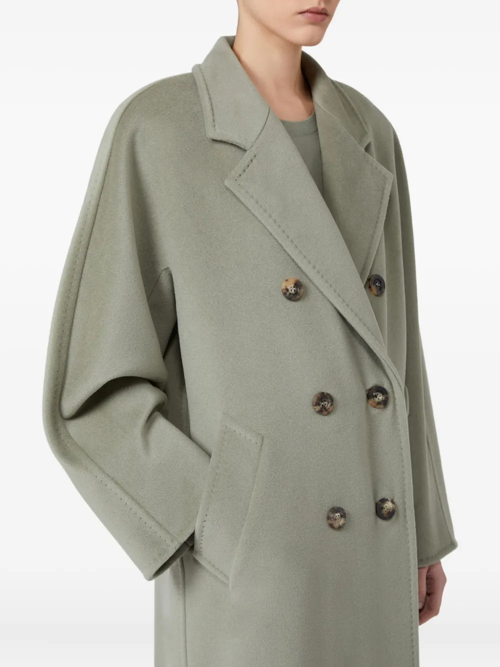 Max Mara Donsjas met dubbele rij knopen Groen