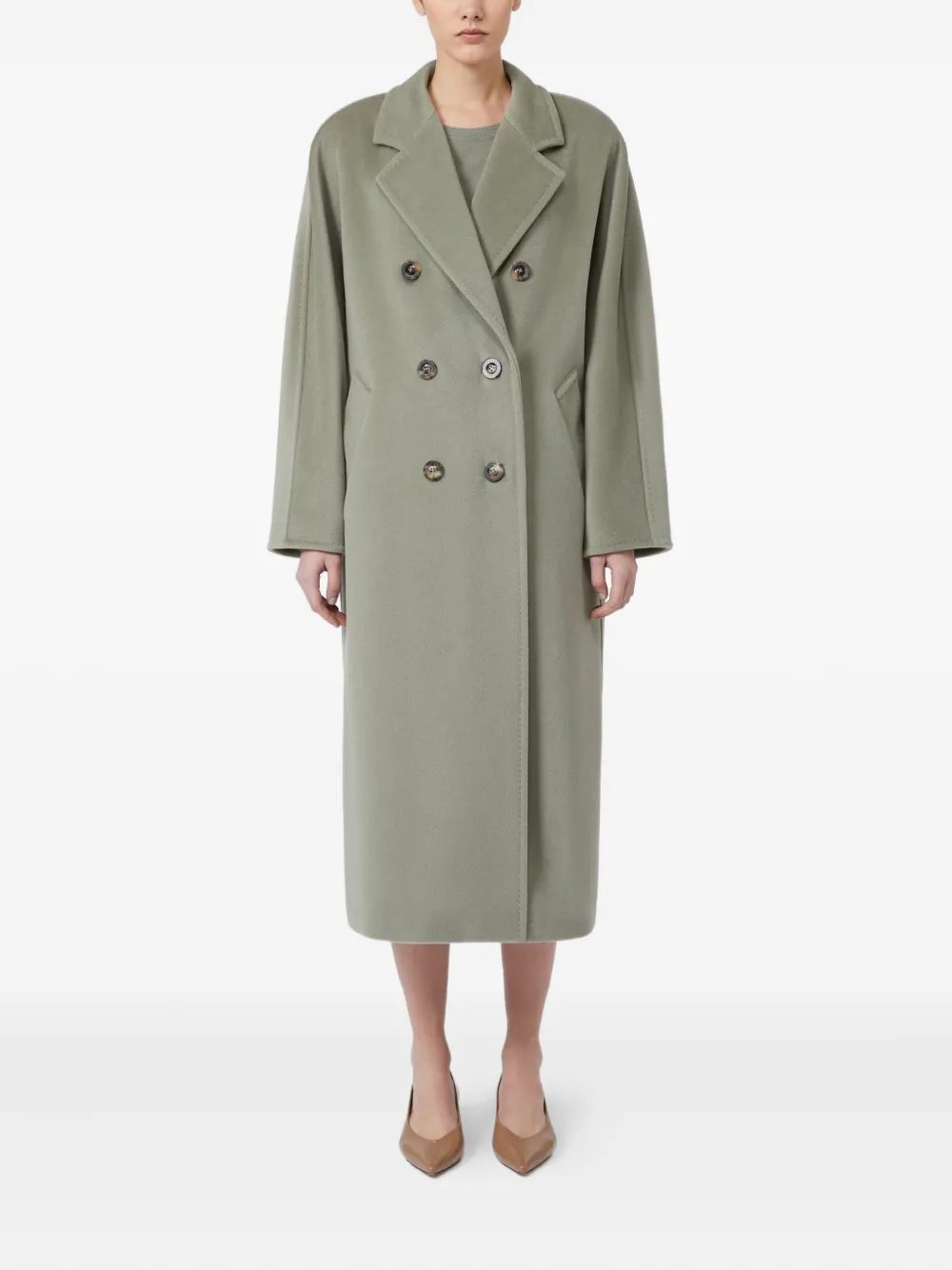 Max Mara Donsjas met dubbele rij knopen Groen