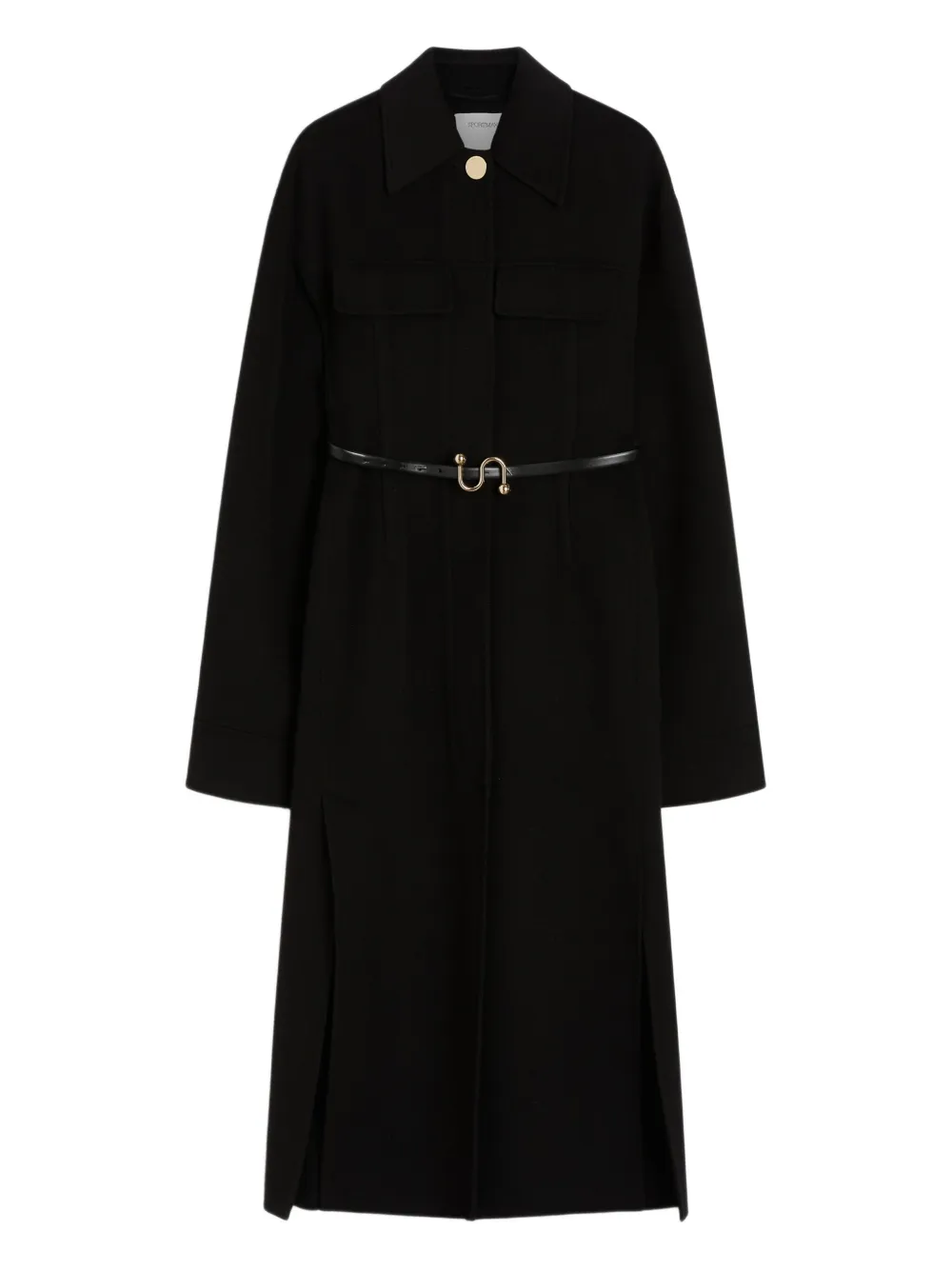 Sportmax Jas met klassieke kraag en ceintuur Zwart