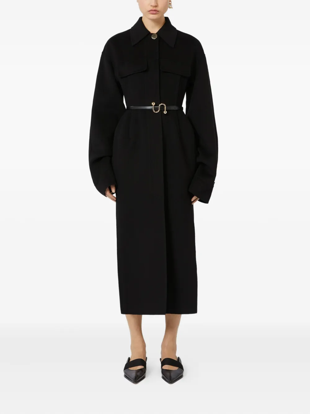 Sportmax Jas met klassieke kraag en ceintuur Zwart