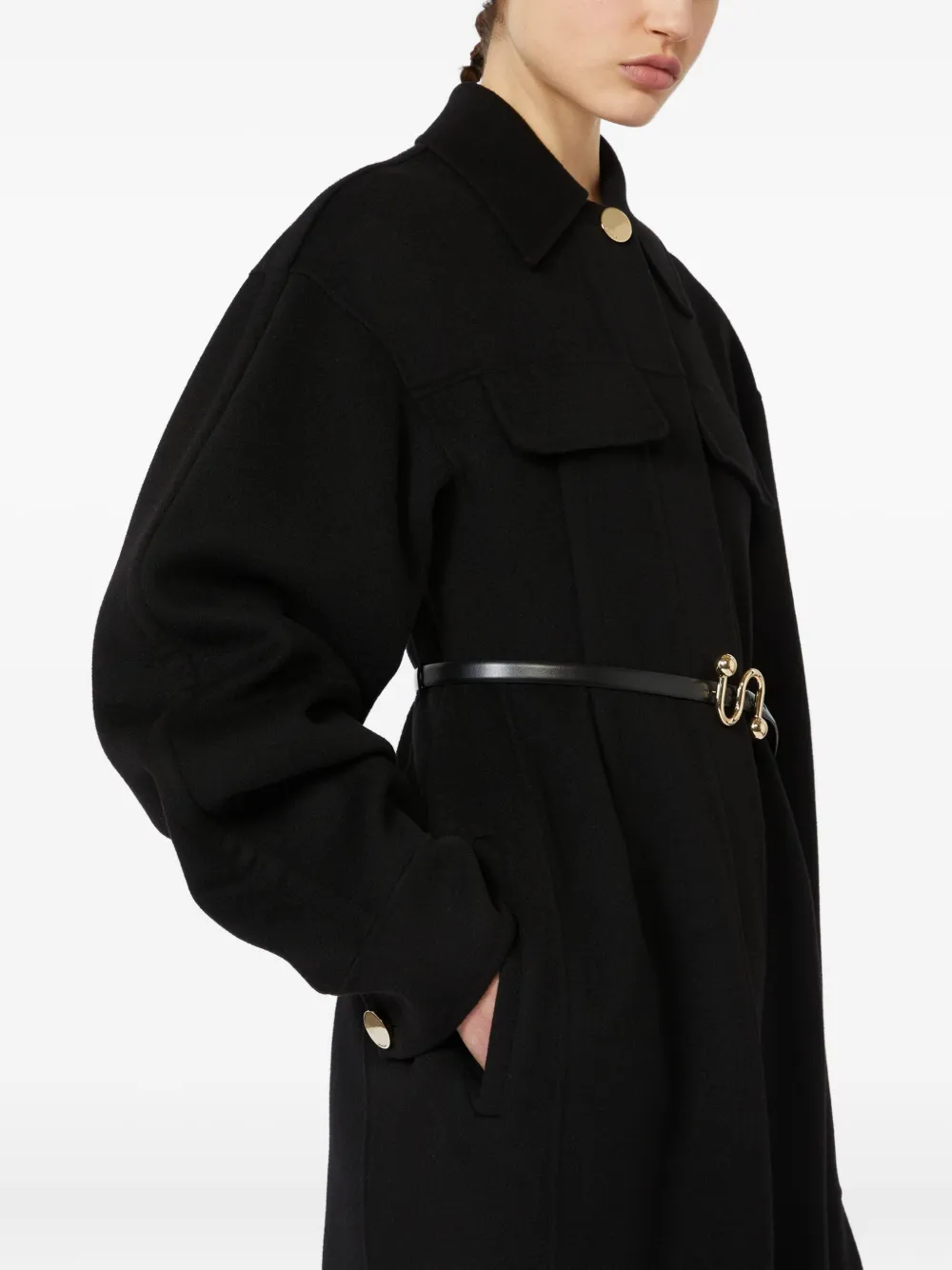 Sportmax Jas met klassieke kraag en ceintuur Zwart