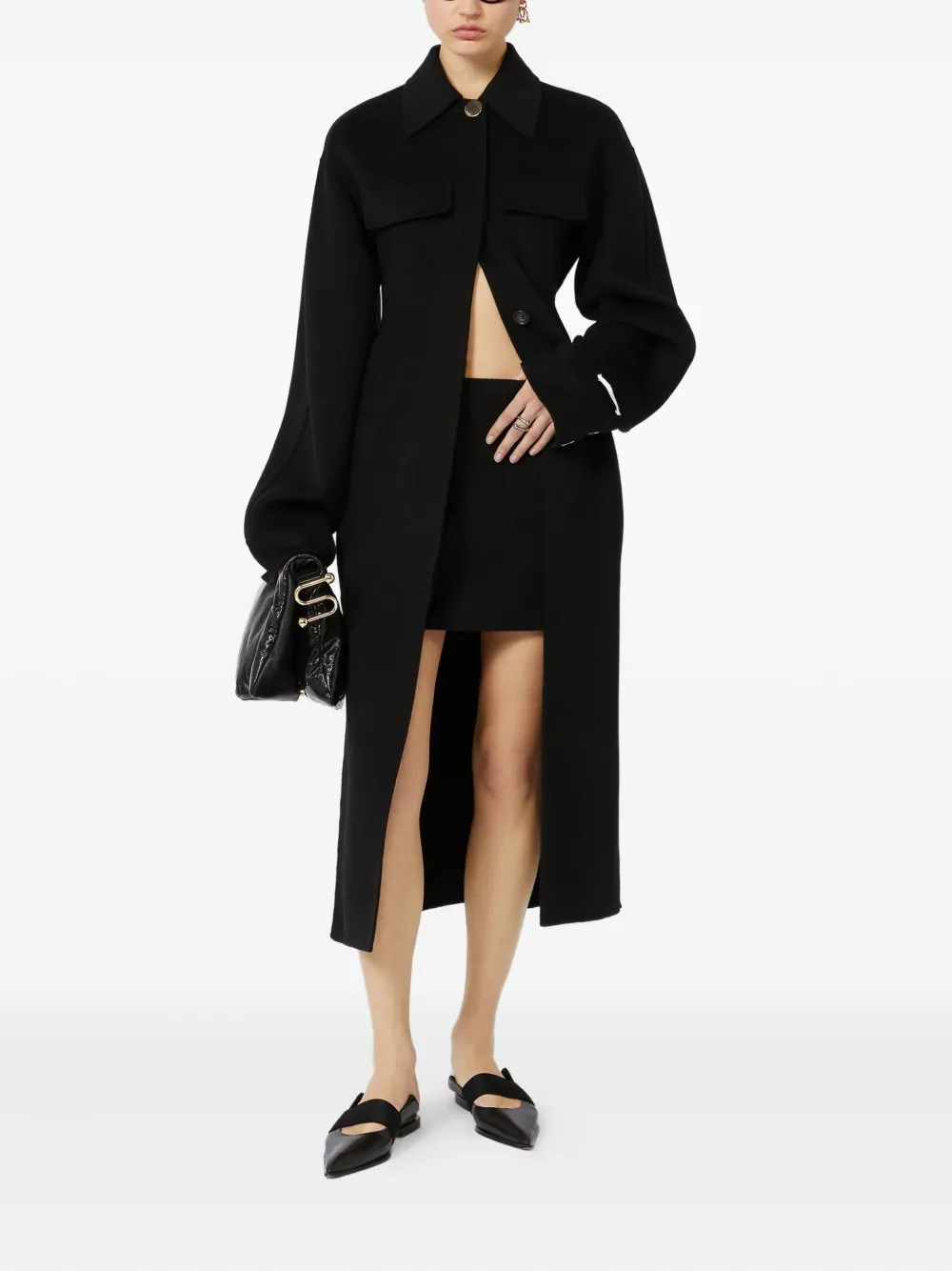Sportmax Jas met klassieke kraag en ceintuur Zwart