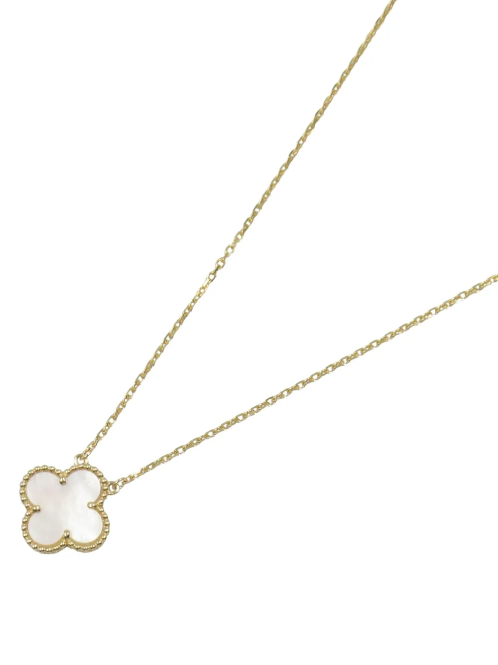 Pre-owned Van Cleef & Arpels 2010s 18k Yellow Gold Alhambra Mother Of Pearl Necklace