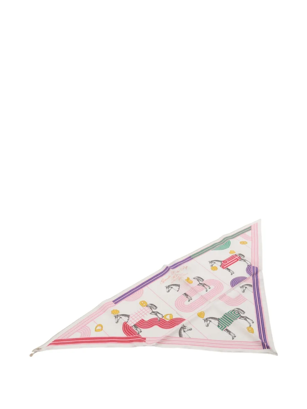 Hermès Pre-Owned 2020s Triangle 70 GARDE ROBE POP silk scarf - ホワイト Hermès Pre-Owned 2020s Triangle 70 GARDE ROBE POP silk scarf - ホワイト