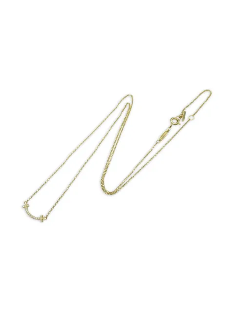 Tiffany & Co. Pre-Owned 2010s 18K yellow gold diamond mini T-smile necklace