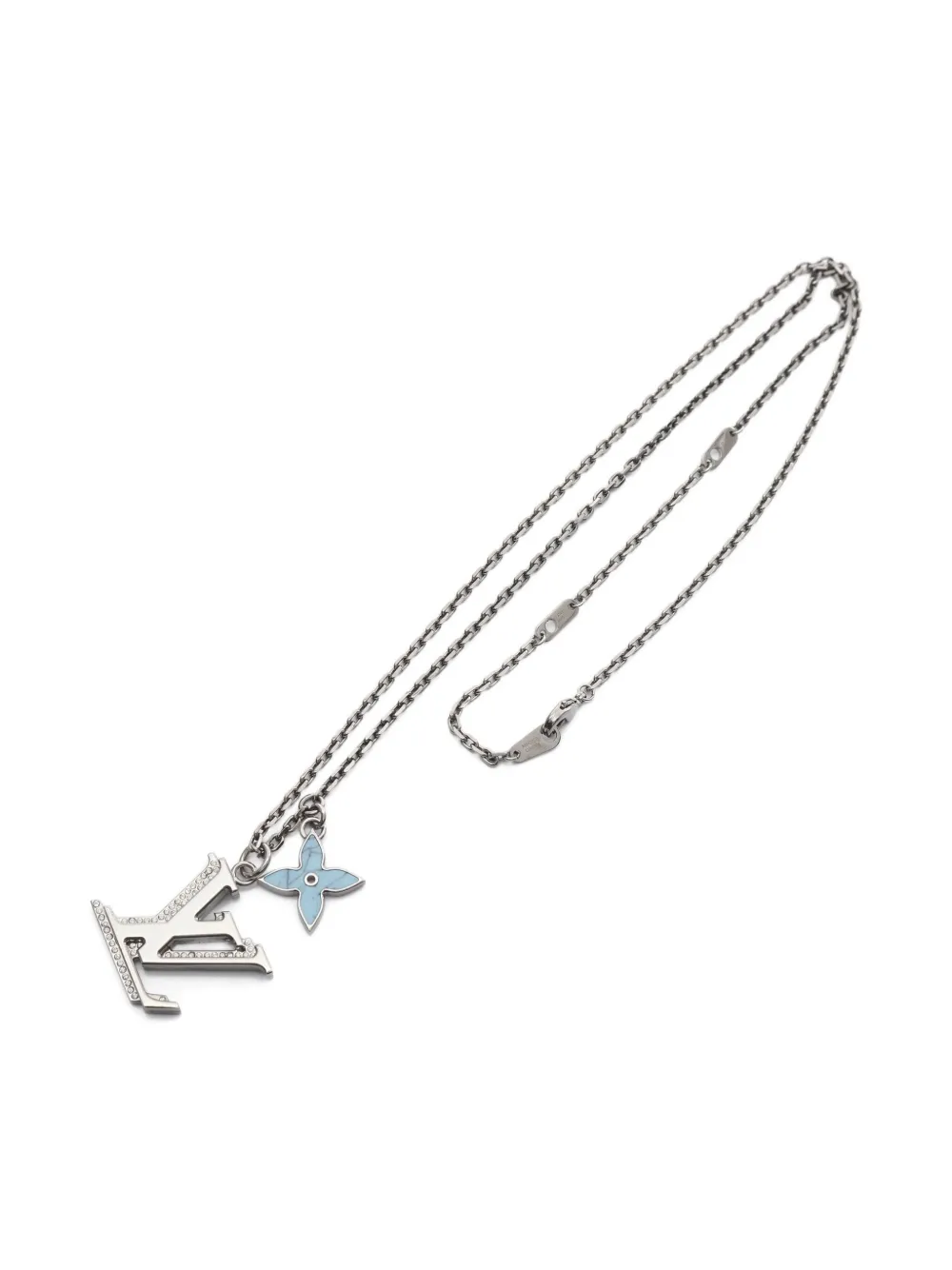 Louis Vuitton Pre-Owned 2020 LV-pendant necklace - シルバートーン Louis Vuitton Pre-Owned 2020 LV-pendant necklace - シルバートーン