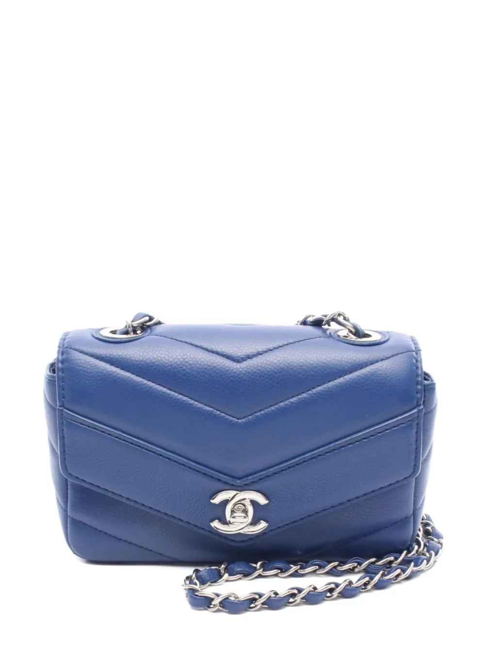 CHANEL Pre-Owned 2017-2018 シェブロン Vステッチ ショルダーバッグ - ブルー CHANEL Pre-Owned 2017-2018 シェブロン Vステッチ ショルダーバッグ - ブルー