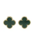 Van Cleef & Arpels 2010s 18K yellow gold Alhambra malachite earrings