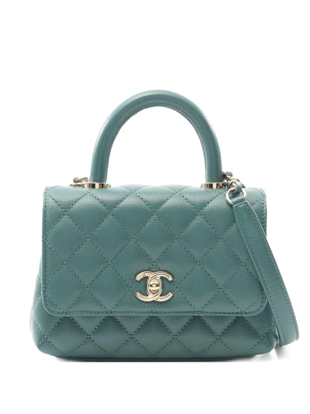 CHANEL Pre-Owned 2021 ココ ハンドル XXS 2wayハンドバッグ - グリーン CHANEL Pre-Owned 2021 ココ ハンドル XXS 2wayハンドバッグ - グリーン