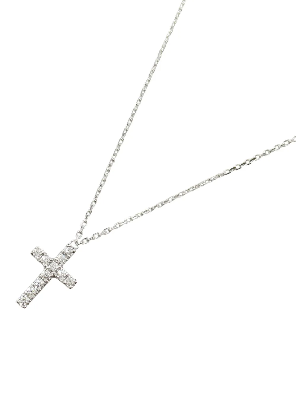 Pre-owned Cartier 2010s 18k White Gold Cross Diamond Necklace In Silver