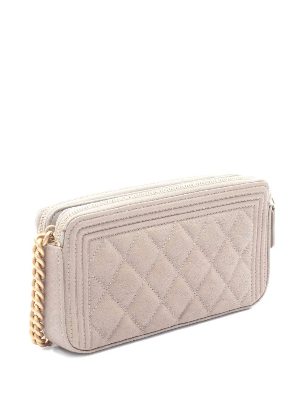 Pre-owned Chanel 2019 Boy Wallet On Chain In Neutral